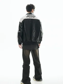 Online Two-Tone Faux Leather Jacket Jackets