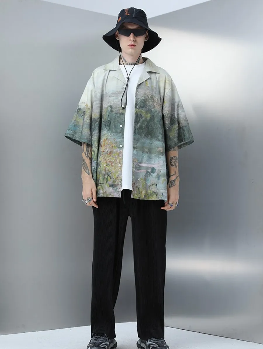 Fashion Painted Autumn Button-Up Shirts