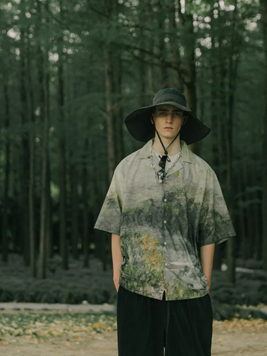 Fashion Painted Autumn Button-Up Shirts