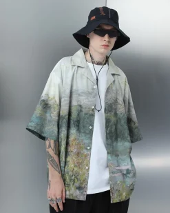 Fashion Painted Autumn Button-Up Shirts