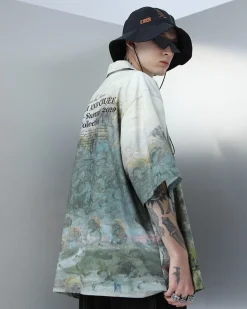 Fashion Painted Autumn Button-Up Shirts