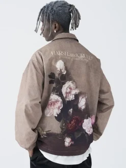 Discount Painted Flowers Windbreaker Jacket Jackets