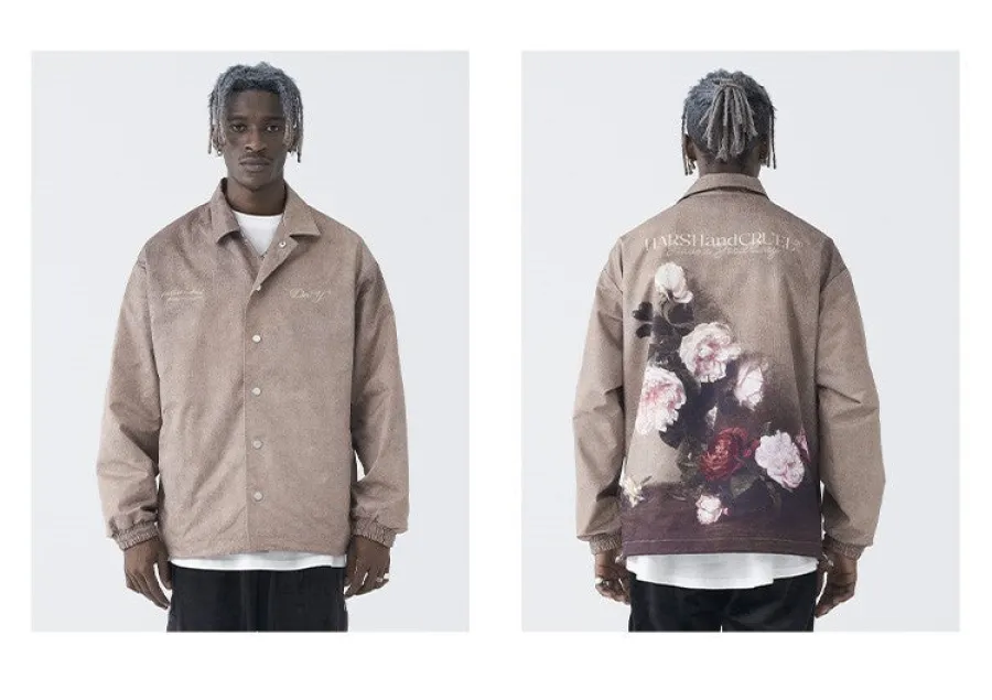 Discount Painted Flowers Windbreaker Jacket Jackets