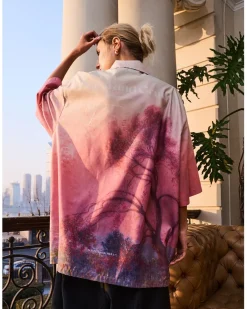 Online Painted Sunset Button-Up Shirts