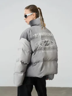 Outlet Silver-Tone Puffer Jacket Jackets
