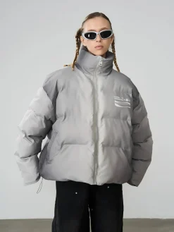 Outlet Silver-Tone Puffer Jacket Jackets