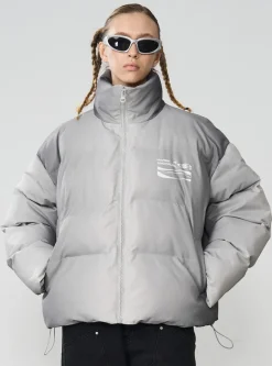 Outlet Silver-Tone Puffer Jacket Jackets