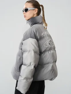 Outlet Silver-Tone Puffer Jacket Jackets