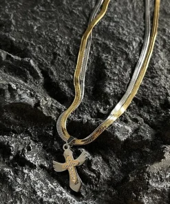 Clearance Two-Tone Cross Necklace Accessories