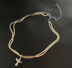 Clearance Two-Tone Cross Necklace Accessories