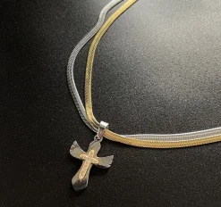 Clearance Two-Tone Cross Necklace Accessories