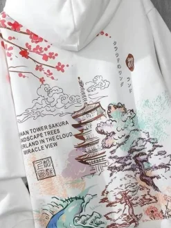 Clearance Japanese Landscape Hoodie Hoodies