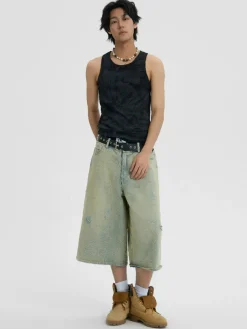 Online Capri Cut Light Wash Denim Shorts Shorts