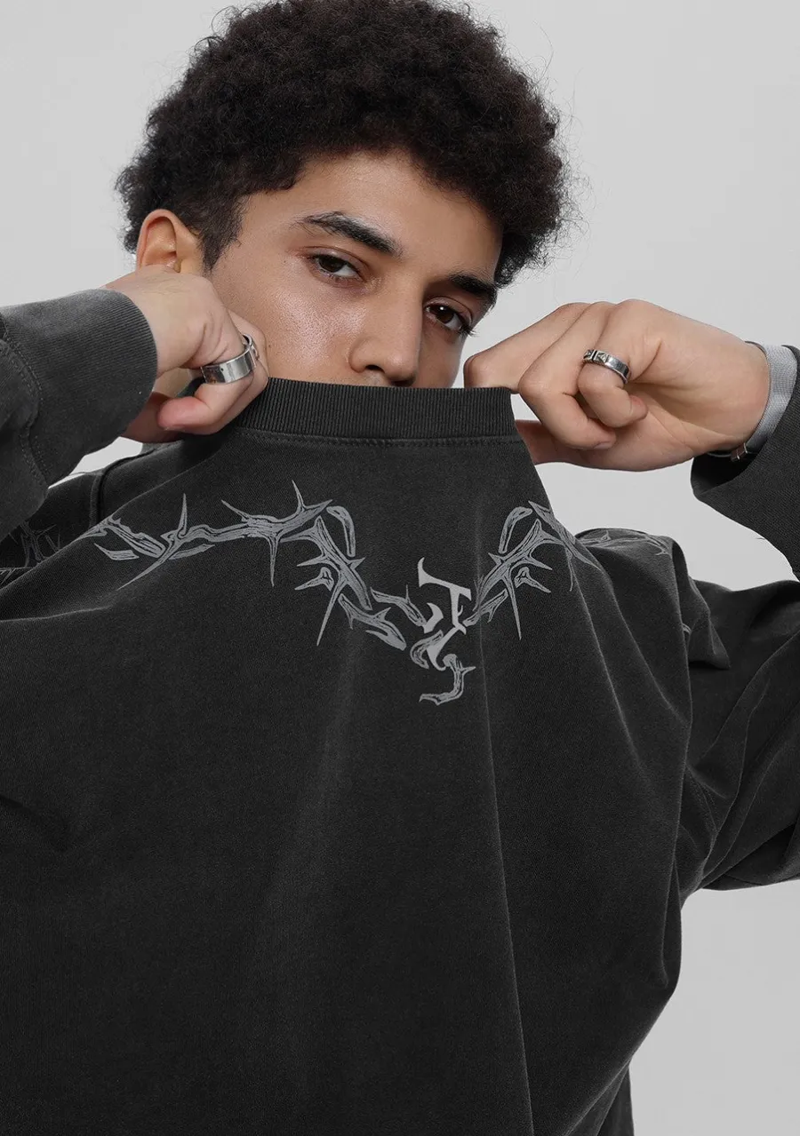 Clearance Washed Torn Collar Long Sleeve Shirts