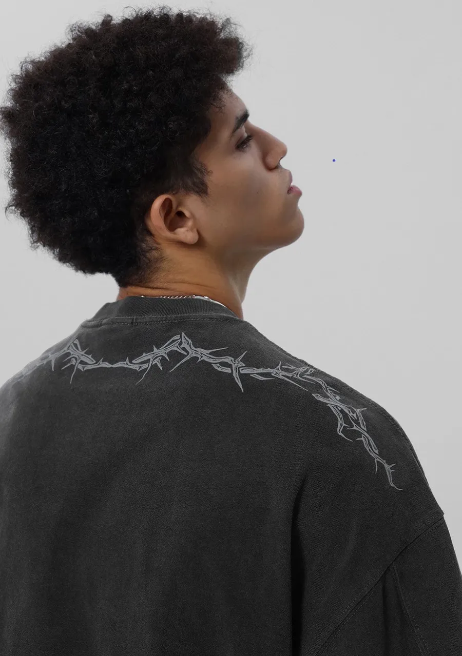 Clearance Washed Torn Collar Long Sleeve Shirts