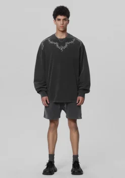 Clearance Washed Torn Collar Long Sleeve Shirts