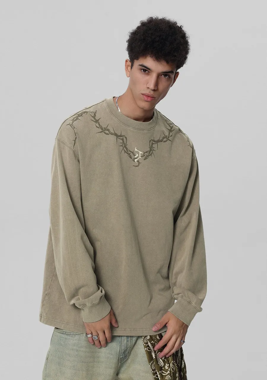 Clearance Washed Torn Collar Long Sleeve Shirts