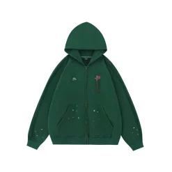 New Distressed Striped Zip Jacket Hoodies