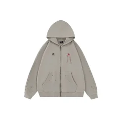 New Distressed Striped Zip Jacket Hoodies