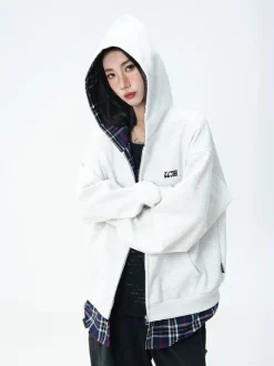 Online Layered Plaid Lined Zip Jacket Jackets | Hoodies