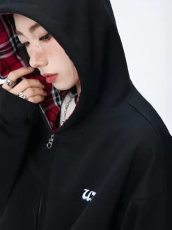 Online Layered Plaid Lined Zip Jacket Jackets | Hoodies