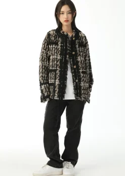 Outlet Retro Tweed Plaid Jacket Jackets