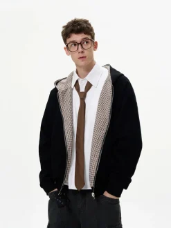 Fashion Reversible Plaid Zip Hoodie Jackets