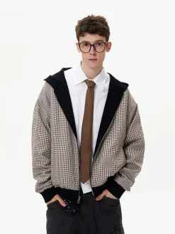 Fashion Reversible Plaid Zip Hoodie Jackets