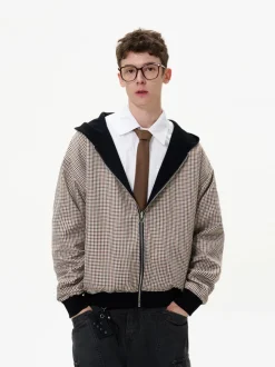 Fashion Reversible Plaid Zip Hoodie Jackets