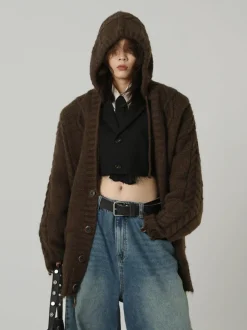 Clearance Edith Knit Hooded Cardigan Sweaters