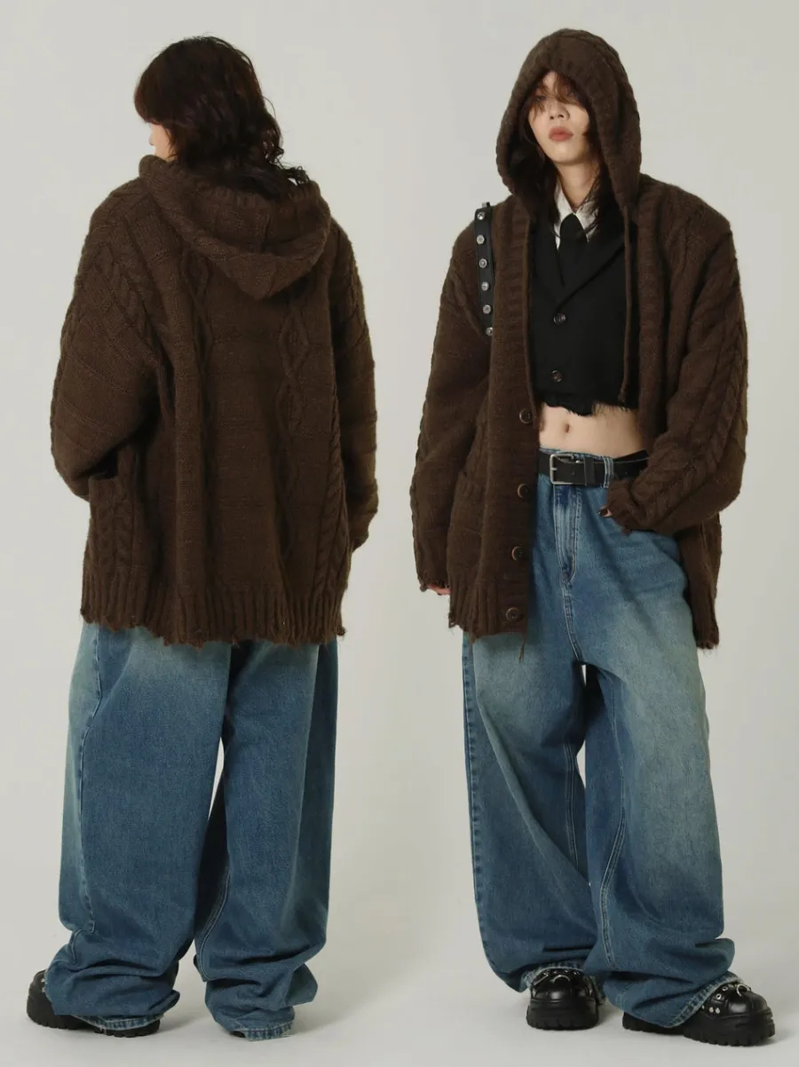 Clearance Edith Knit Hooded Cardigan Sweaters