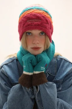 Outlet Multi Color Alpaca Hand-Knit Beanie Accessories