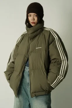 Discount Striped Puffer Jacket Jackets