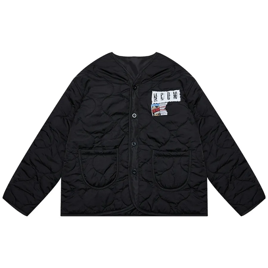 Fashion Patched Flyer Quilted Jacket Jackets