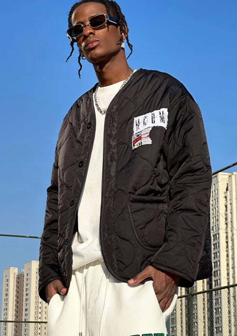 Fashion Patched Flyer Quilted Jacket Jackets