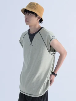 Discount Contrast Stitched Sleeveless Tee T-Shirts