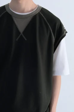 Discount Contrast Stitched Sleeveless Tee T-Shirts