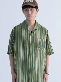 Sale Retro-Striped Button Up Shirts