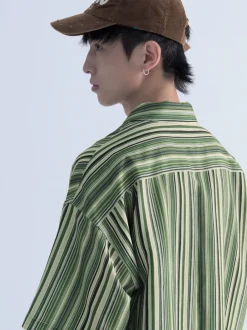 Sale Retro-Striped Button Up Shirts