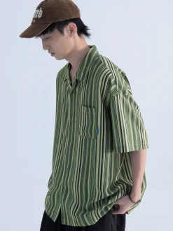 Sale Retro-Striped Button Up Shirts