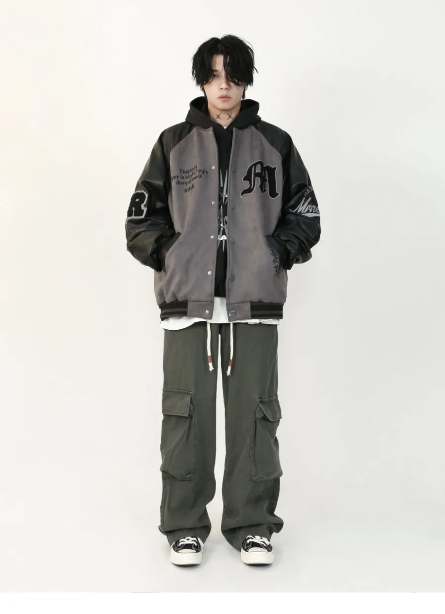 Fashion "1997" Suede Varsity Jacket Jackets