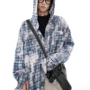 Clearance Distressed Horizon Hooded Flannel Jacket Jackets