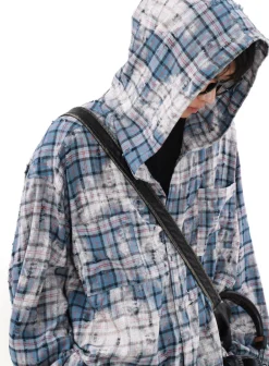 Clearance Distressed Horizon Hooded Flannel Jacket Jackets