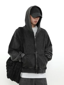 Outlet Heavyweight Vintage Washed Zip Jacket Jackets