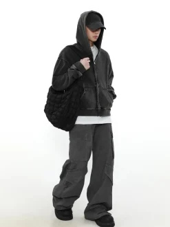 Outlet Heavyweight Vintage Washed Zip Jacket Jackets