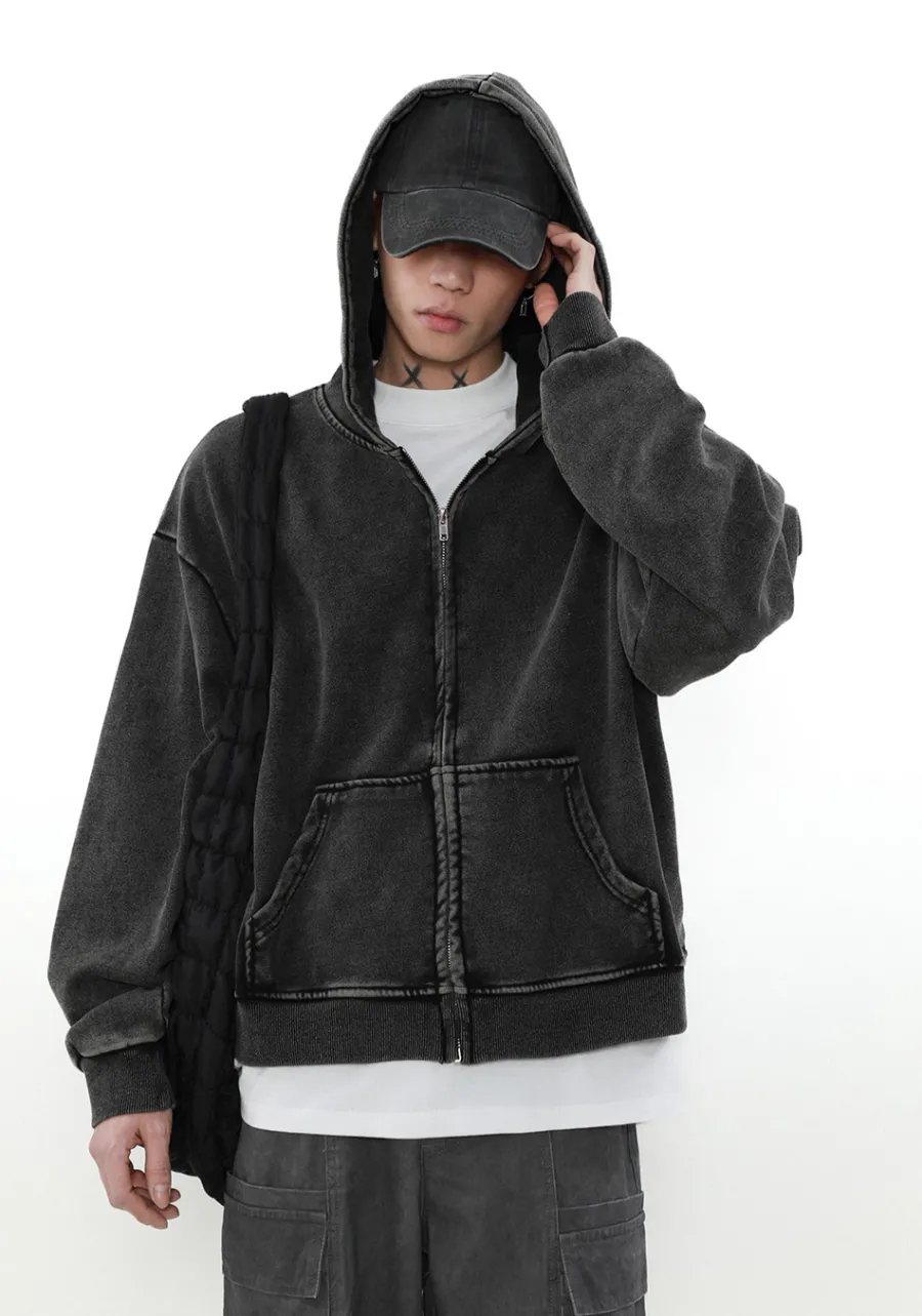 Outlet Heavyweight Vintage Washed Zip Jacket Jackets