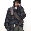 Outlet Shadow Plaid Hooded Flannel Jacket Jackets