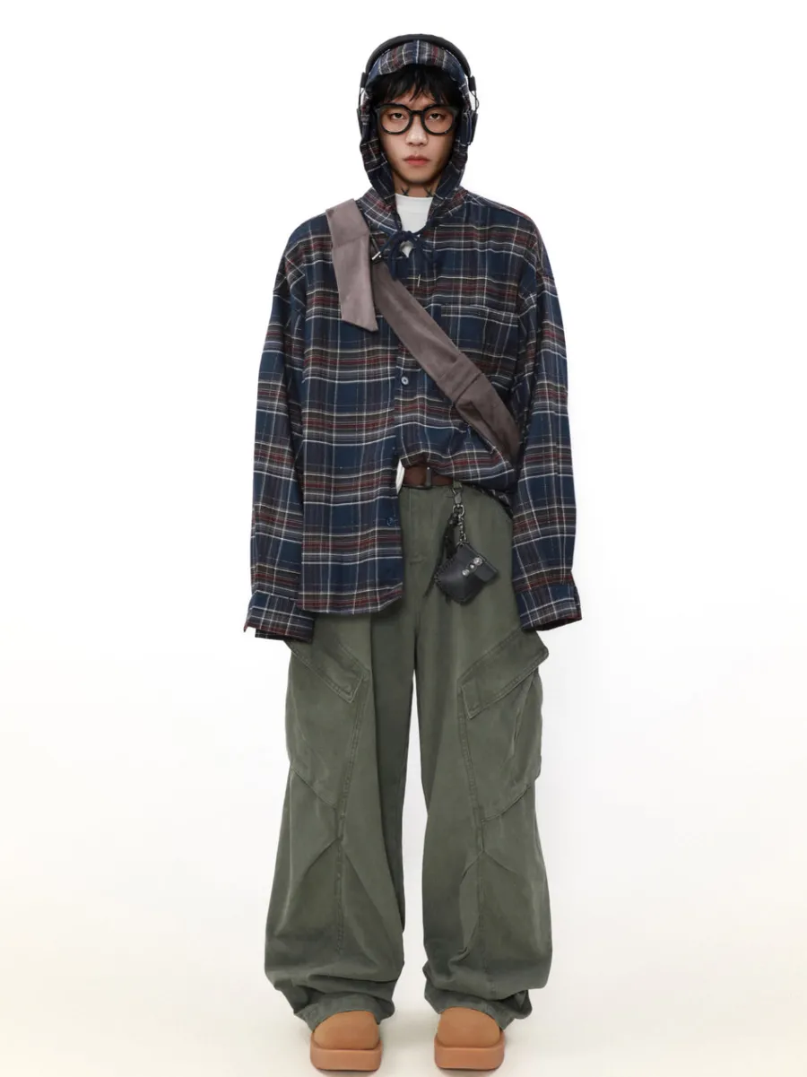 Outlet Shadow Plaid Hooded Flannel Jacket Jackets