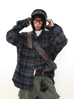 Outlet Shadow Plaid Hooded Flannel Jacket Jackets