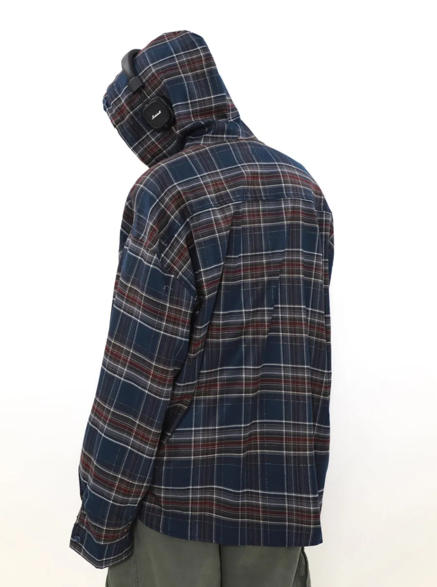 Outlet Shadow Plaid Hooded Flannel Jacket Jackets
